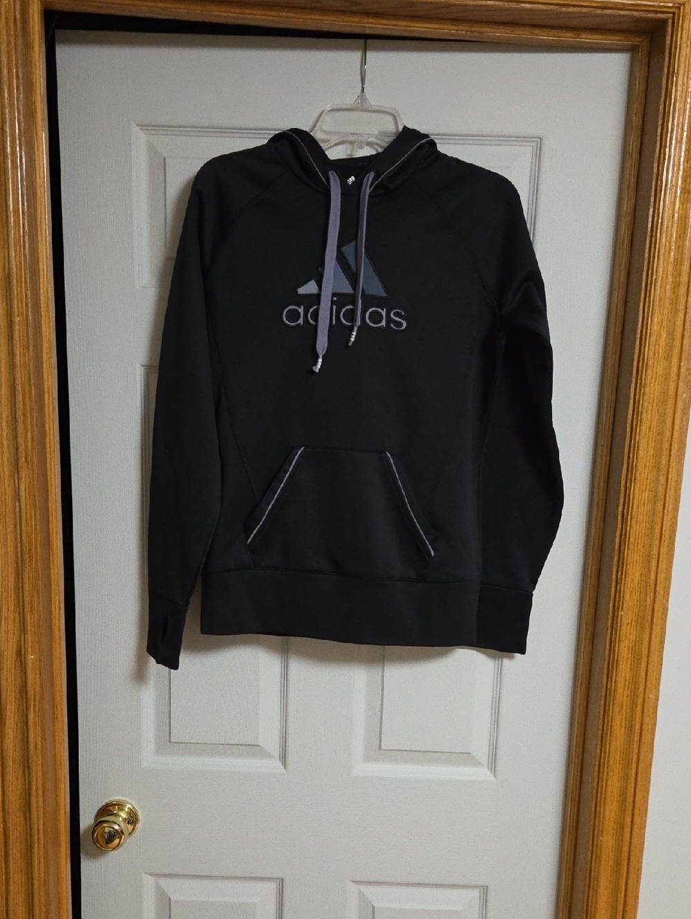Adidas Black Hoodie with Grey Logo